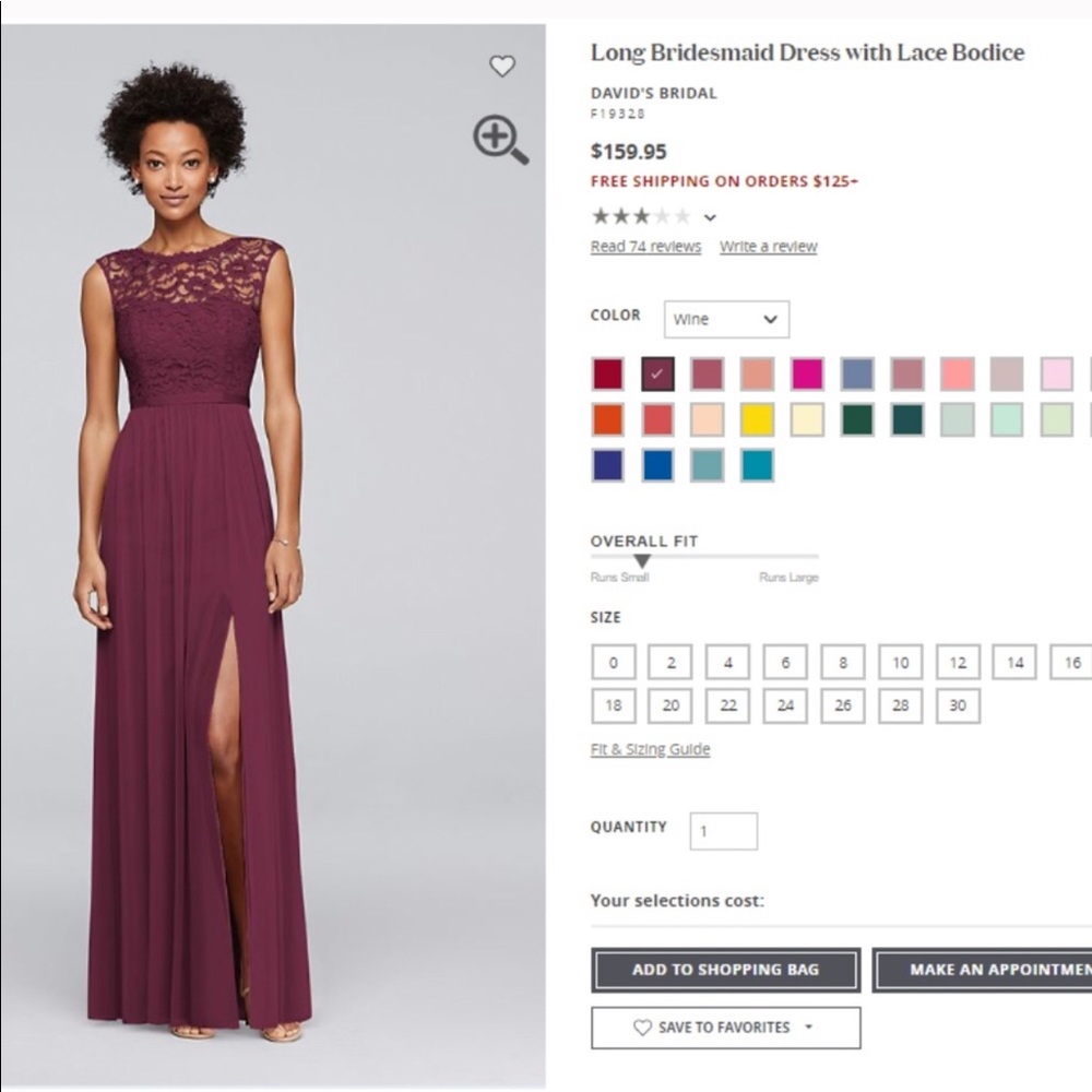 David’s Bridal Bridesmaid Dress